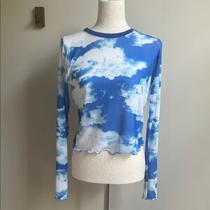 Delia's Heaven on Earth Cloud Print Mesh Longsleeve Top